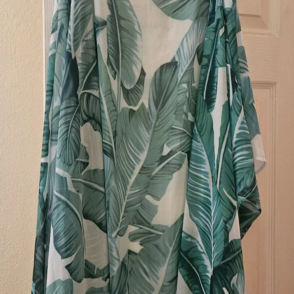 Resort wear Boho vacay beach tropical cruise Flowy kimono swim cover-up Cardigan
